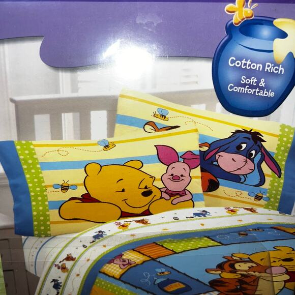 Vintage Disney Winnie the Pooh & friends twin sheet set fitted flat , pillowcase - Picture 4 of 6
